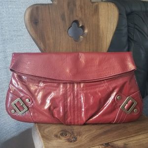 London Fog Pleather Foldover Tunnel Clutch